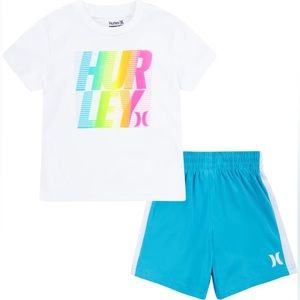 Hurley Kids' Moto Stack Graphic Tee & Shorts Set - NWT